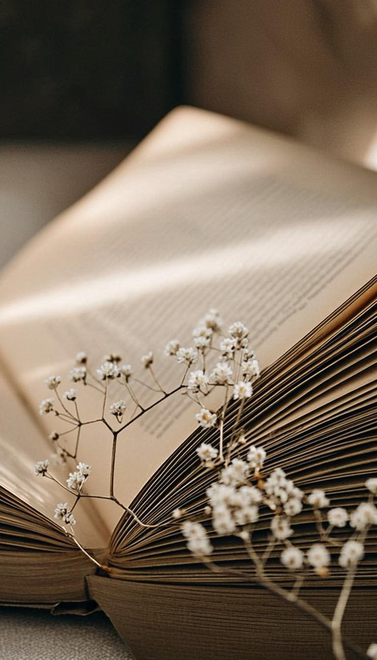 Reading with dried flowers bookmark